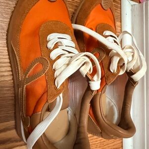 Orange and Brown Sneakers with White Laces